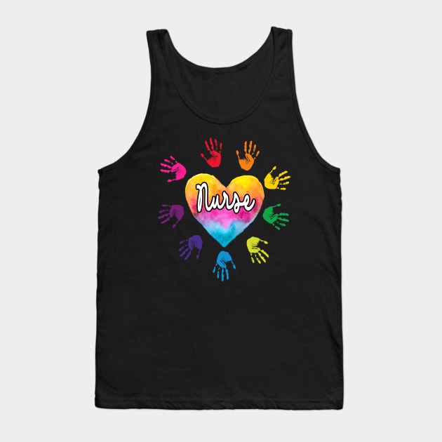 Nurse Heart hand Colorful Nurse Gift Tank Top by peskybeater